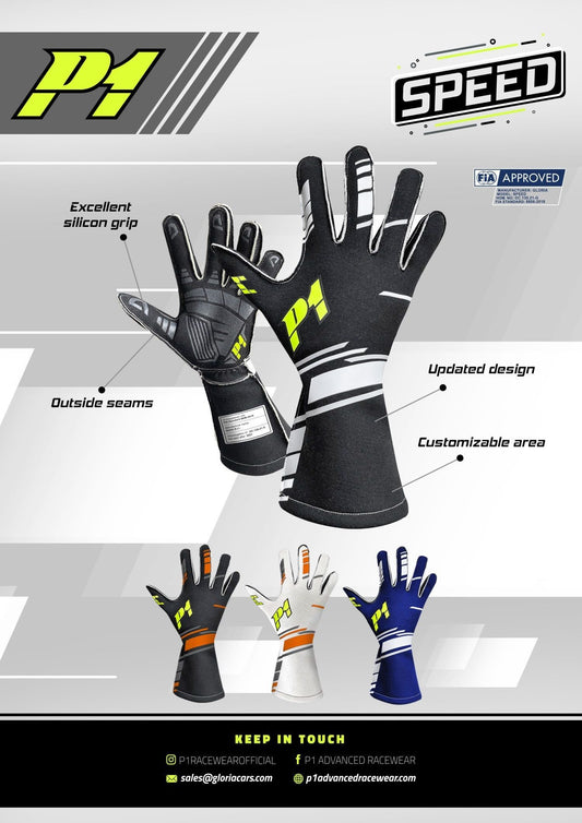 P1 SPEED RACING GLOVES - FIA 8856-2018